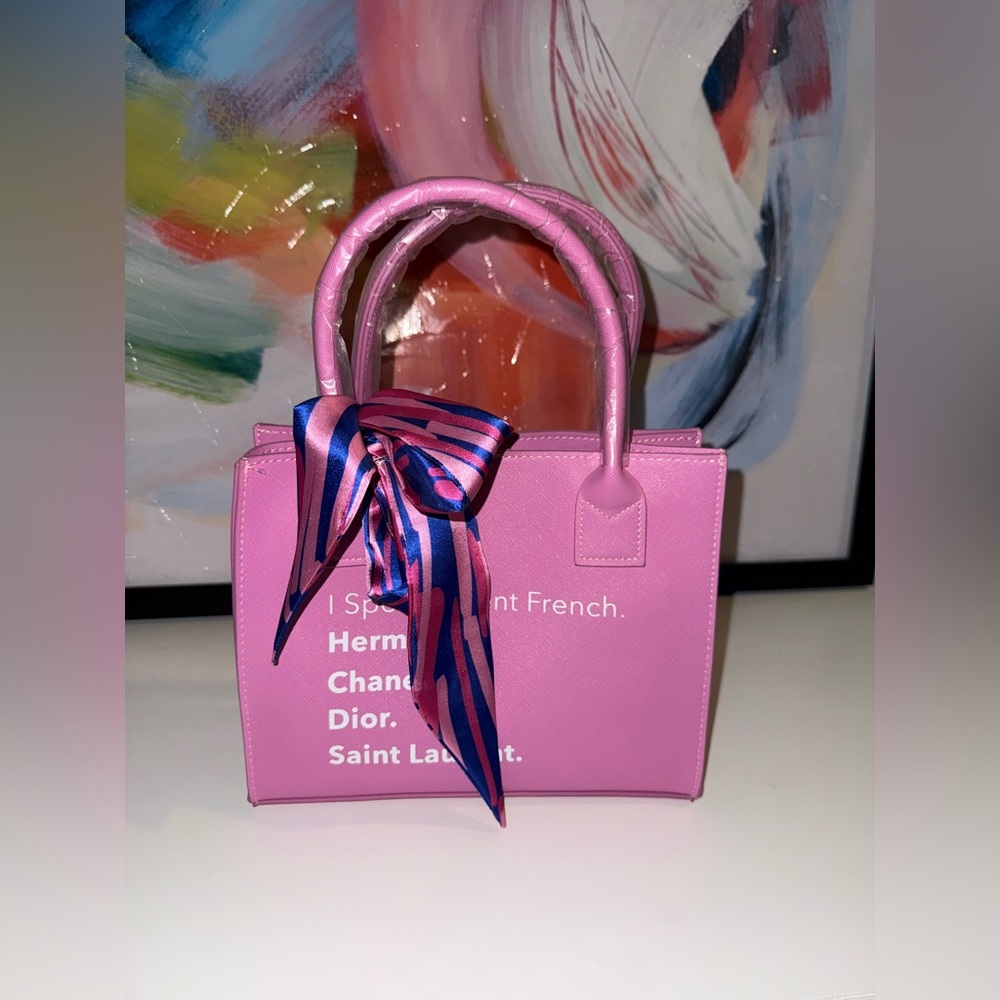 Latico Pink Tote with Striped Scarf